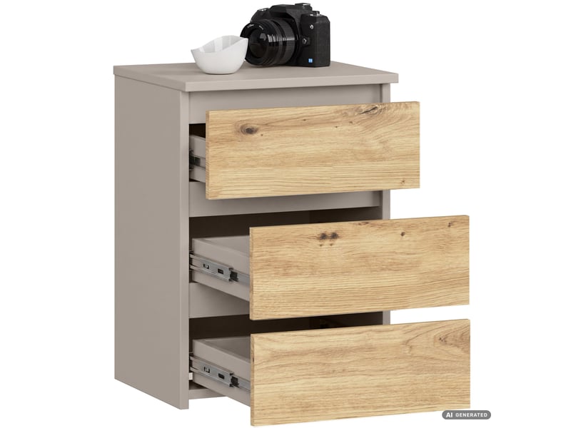  Table de chevet cl3 cachemire 40 cm 3 tiroirs façade chêne artisan 40x35x57 cm CL3/40 - Conforama B