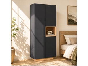 Armoire 2 porte(s) battante <strong>LEYTN</strong> <strong></strong> coloris noir largeur 90 cm