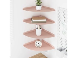 Lot de 4 étagères flottantes d'angle, étagères murales rose 30 x 30 x 2 cm cf41678
