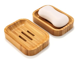 Lot de 2 porte-savon en bambou en bois naturel pour salle de bain cuisine éponges accessoires de rangement