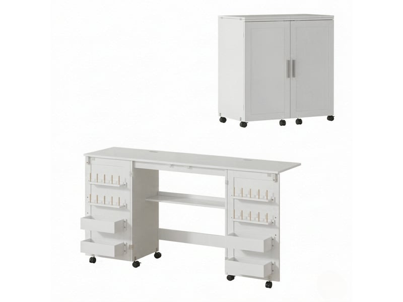  Meuble de rangement pliable sur roulettes, 2 portes magnétiques, 4 bacs  - Conforama A