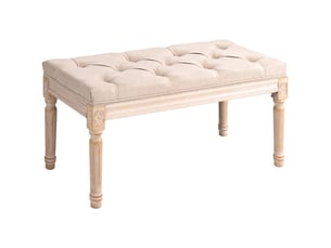 Banc rembourré tcqpz vintage 80 x 40 x 43 cm capitonné en polyester aspect lin beige
