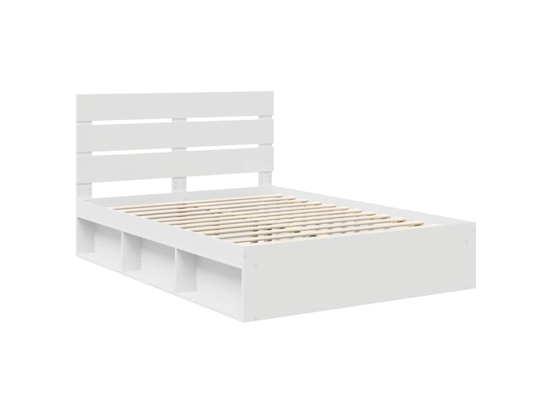  Lit double- lit adulte -  cadre de lit avec tête de lit blanc 160 x 200 cm pin massif  - Conforama C