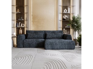 Canapé d'angle convertible avec coffre en tissu bleu - angle droit