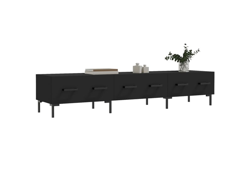  Meuble tv - banc tv - meuble de rangement noir 150x36x30 cm bois d'ingénierie  - Conforama C