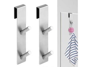 Crochet salle de bain 2 pièces crochets double porte servette paroi de douche verre argent serpette de adapté aux serviettes, gris