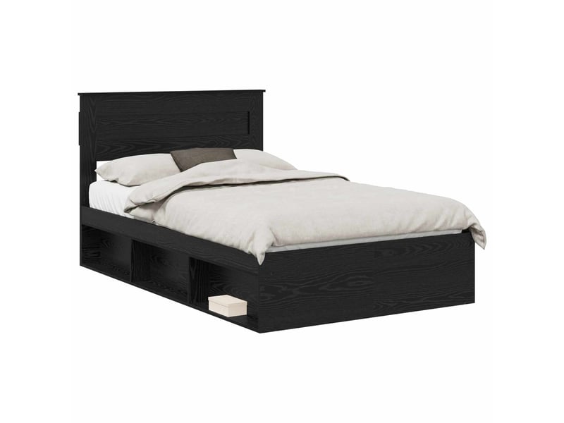 Lit double- lit adulte - cadre de lit uni noir 135 x 190 cm bois de pin massif - Conforama A