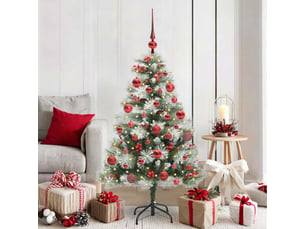 Sapin de noël artificiel, arbre de noël vert et blanc 150 cm shl5156