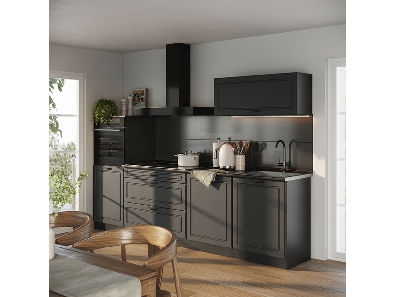  Vicco cuisine, anthracite campagneanthracite, 280cm plan de travail anthracite  - Conforama C