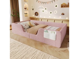 Lit avec rangement 90x190 cm coloris rose