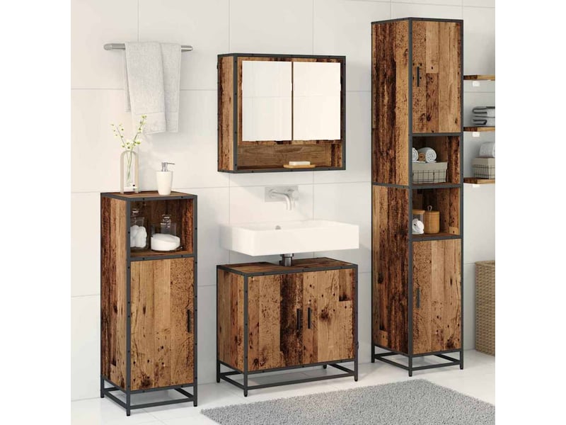 Ensemble de mobilier de salle de bain 3 pièces bois ancien cf64441 - Conforama D