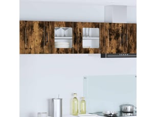 Meuble mural de cuisine, cabinet en verre mural chêne fumé 80x31x40cm shl7437