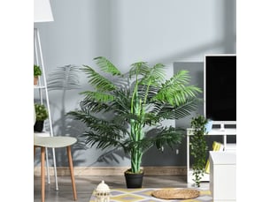 Palmier artificiel en pot 125 cm – vert – 18 palmes modelables, base stable et sans entretien intérieur