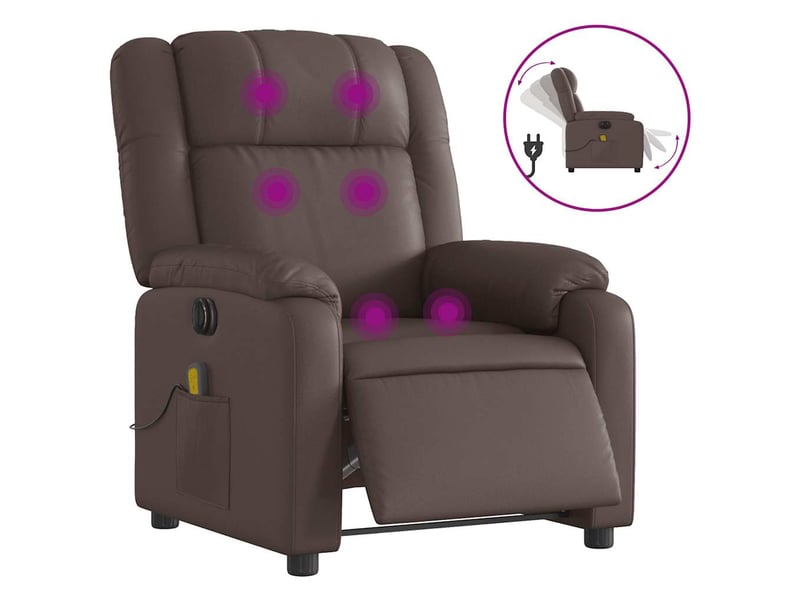 Fauteuil de massage inclinable électrique, fauteuil relax marron similicuir shl73261 - Conforama A