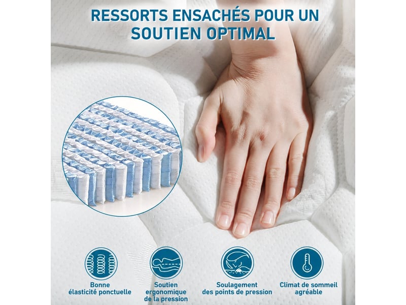 Lit coffre hydraulique, lit rembourré 90 x 200 cm, velours beige, matelas inclus - Conforama E