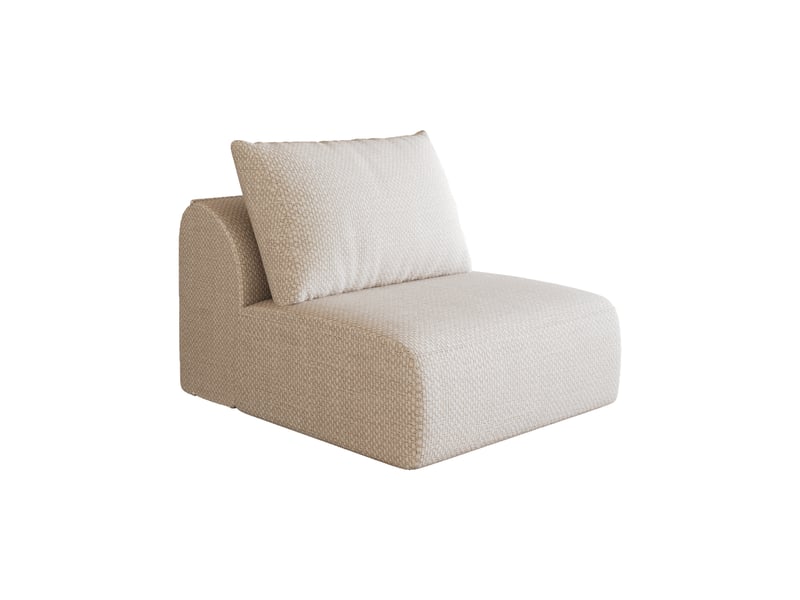 Canapé 1 place blanc design aux lignes épurées en tissu chenille doux pour salon et chambre - Conforama A