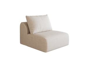 Canapé 1 place blanc design aux lignes épurées en tissu chenille doux pour salon et chambre
