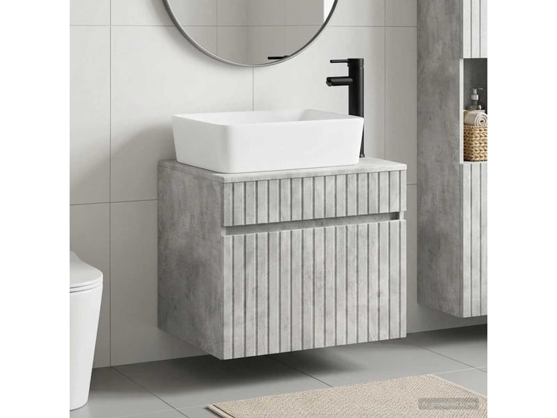  Ensemble de mobilier de salle de bain gris béton cf64680  - Conforama B