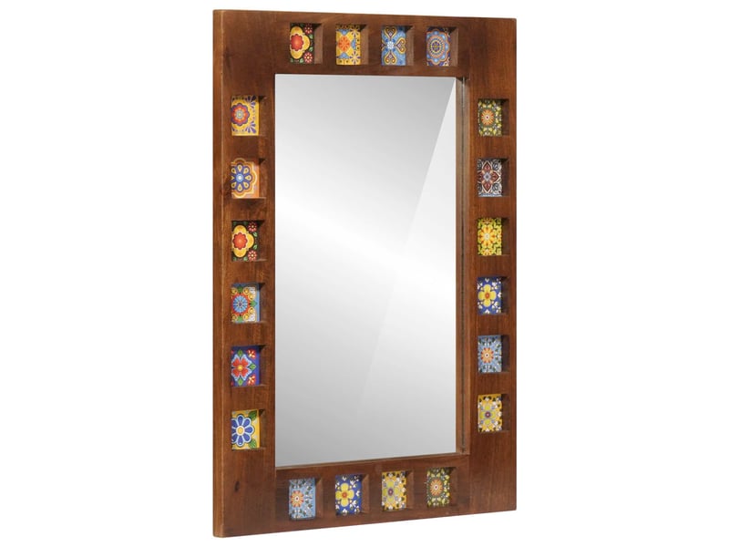 Miroir de salle de bain, miroir de toilette avec stockage noyer 50 x 70 x 2,5 cm cf62532 - Conforama A