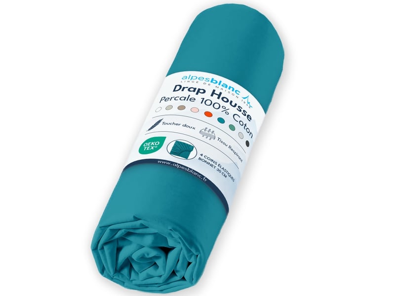  Drap housse 100% percale de coton 80 filscm² - grand bonnet 30 cm – fabrication européenne – doux, résistant – oeko-tex®  - Conforama A