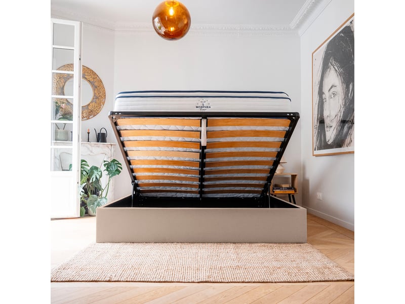  Lit coffre 140x190cm - beige - collection emma - morphea  - Conforama B