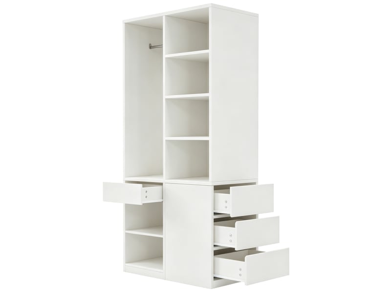 Armoire de rangement avec penderie et tiroirs 70x50x170 cm blanche - Conforama E