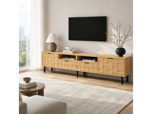 Meuble tv coloris naturel 200 cm <strong>OKMYHOME</strong> <strong></strong>