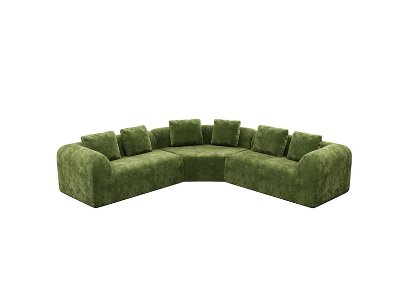  Canapé d'angle incurvé 3 places en tissu chenille premium,canapé compressé sans montage,mousse haute résilience,vert 326x97x66CM - Conforama A