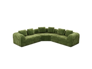 Canapé d'angle incurvé 3 places en tissu chenille premium,canapé compressé sans montage,mousse haute résilience,vert