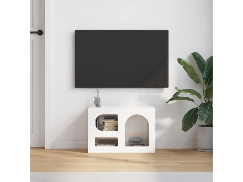  Meuble tv - banc tv - meuble de rangement elst 60 x 35 x 40 cm blanc brillant bois d'ingénierie  - Conforama D