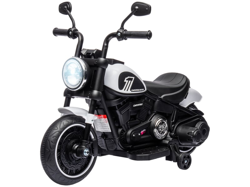  Moto électrique pour enfants, phares led, stabilisateurs amovibles, selle confortable, rougenoir  - Conforama B