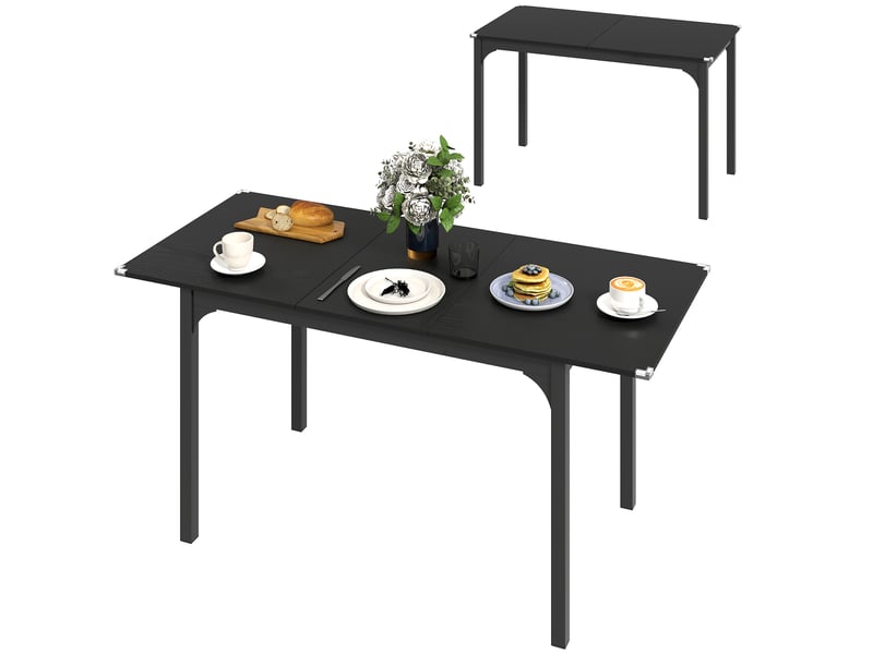  Table à manger pliante et extensible de 4 à 6 personnes, pieds en acier, pour petits espaces, salle à manger, noir  - Conforama B