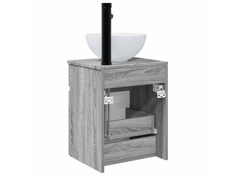  Meuble de lavabo mural, rangement salle de bain sonoma gris 39x41x64.5 cm  - Conforama D