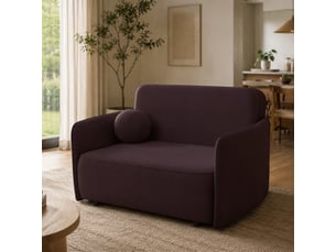 Canapé droit convertible <strong>SELSEY</strong> <strong>Paxi</strong> 2 places Tissu violet avec coffre de rangement