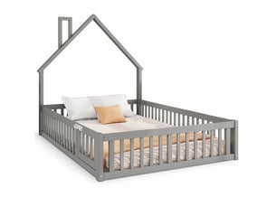 Lit cabane 140x190 cm <strong></strong> <strong></strong> coloris gris