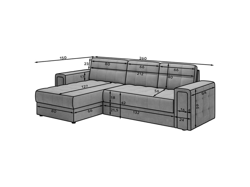 Canapé d'angle convertible kapitara gris et noir réversible avec coffre de rangement - Conforama C