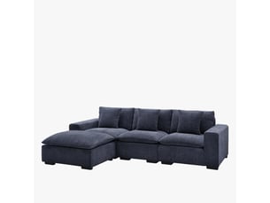 Canapé d'angle modulable et réversible en tissu bleu