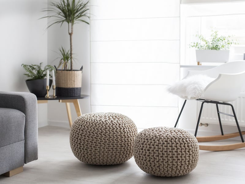 Pouf conrad coton beige clair 46558 - Conforama B