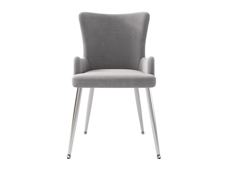  Lot de 6 chaise de salle à manger 55 x 45 x 85 cm – gris – velours, accoudoirs et pieds métal argenté  - Conforama D