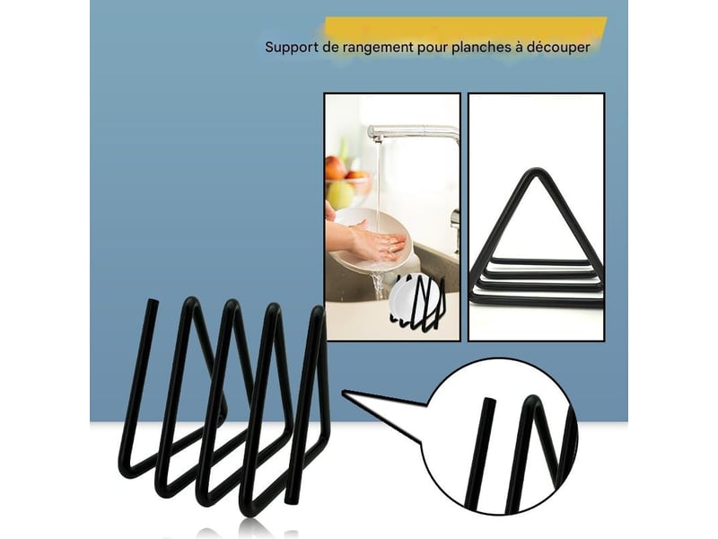  Support de planche à découper en acier inoxydable, 9,2 cm x 9,2 cm, boîte de rangement triangulaire pour planche à découper peu encombrante  - Conforama B