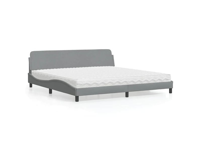 Lit avec matelas dover gris clair 200x200 cm tissu - Conforama B