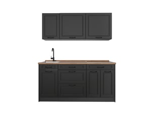 Vicco cuisine, anthracite campagneanthracite, 160cm plan de travail chêne doré