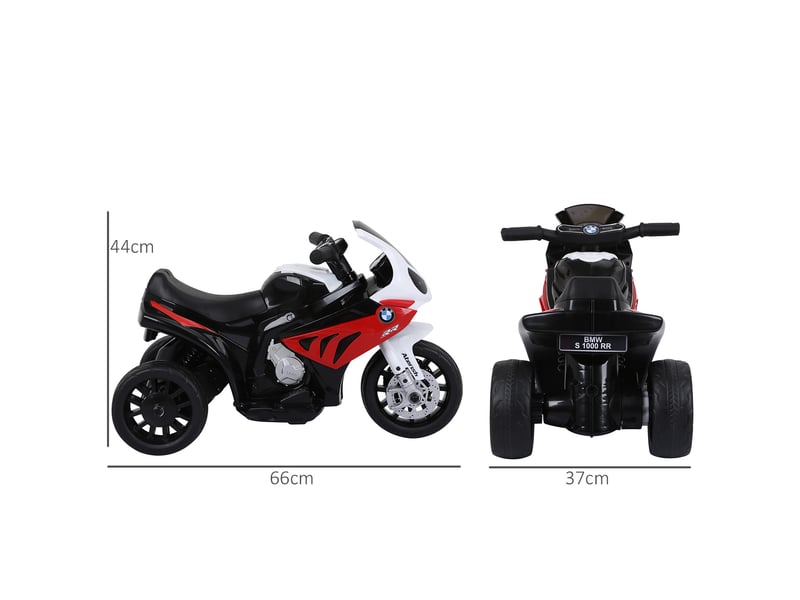Moto électrique pour enfants de 18 à 36 mois avec permis bmw s1000rr, vitesse 2,5 kmh, charge maximale 20 kg, dimensions 66 x 37 x 44 cm, rouge - Conforama D