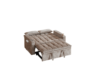 Canapé droit convertible <strong></strong> <strong></strong> 2 places Tissu marron avec coffre de rangement