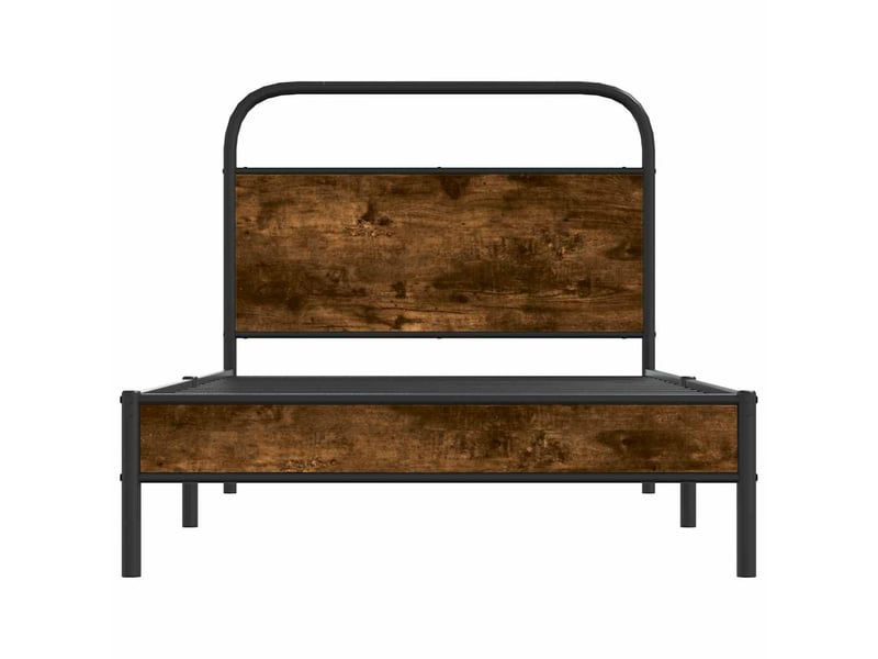  Lit simple- lit adulte -  cadre de lit sans matelas 100x200 cm chêne fumé bois ingénierie  - Conforama D