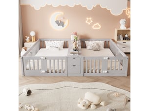 Lit avec rangement 90x200 cm <strong></strong> <strong></strong> coloris gris