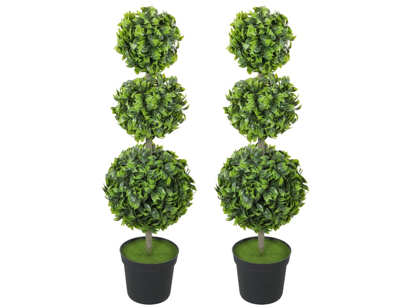  Plantes artificielles en pot, feuilles en plastique, terreau floqué, vert  - Conforama B