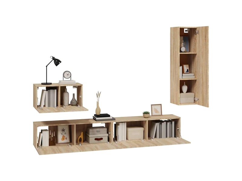  Ensemble de meubles tv 4 pcs chêne sonoma bois d'ingénierie shl60508  - Conforama D