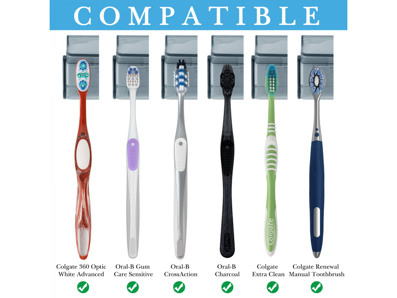  Organiseur de rangement mural pour brosse à dents avec couvercle, 2 emplacements pour brosse à dents, support mural autocollant pour douche  - Conforama B