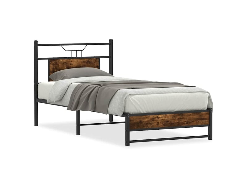  Lit simple- lit adulte -  cadre de lit sans matelas chêne fumé 80x200cm bois d'ingénierie  - Conforama A
